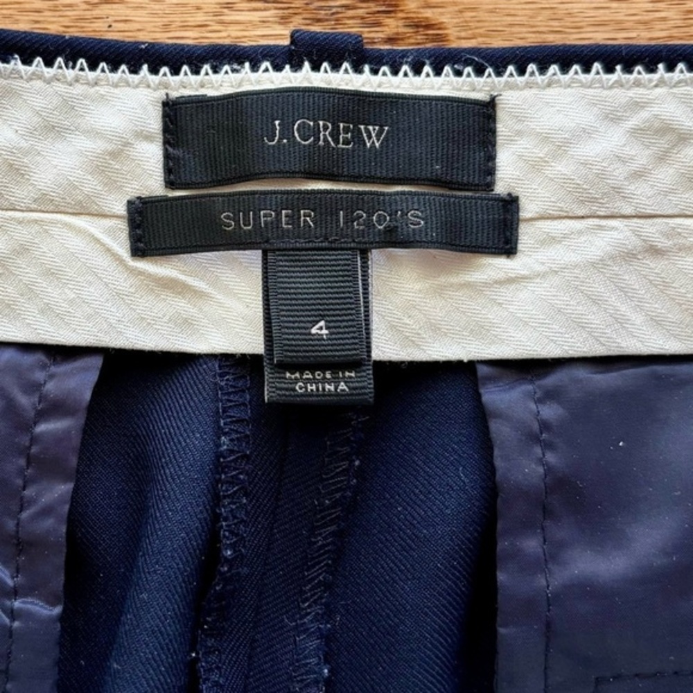 J. Crew Super 120 Navy Blue Women's Wool Trousers - size 4
